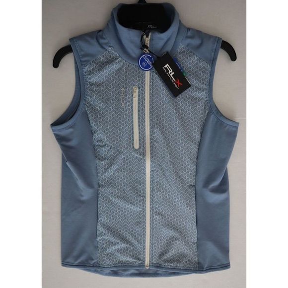 RLX x Ralph Lauren Women's Sz XS Blue Chevron Print RLX Full Zip Vest $178 - Picture 12 of 13